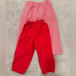 2 Pair Smocked Little Boys Red Corduroy Gingham Check Cotton Trouser Pants 24M